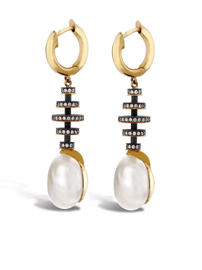 Shop Pragnell 18kt Rose Gold Legacy Pearl And Diamond Drop Earrings In Rosa