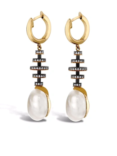 Pragnell 18kt Rose Gold Legacy Pearl And Diamond Drop Earrings In Rosa