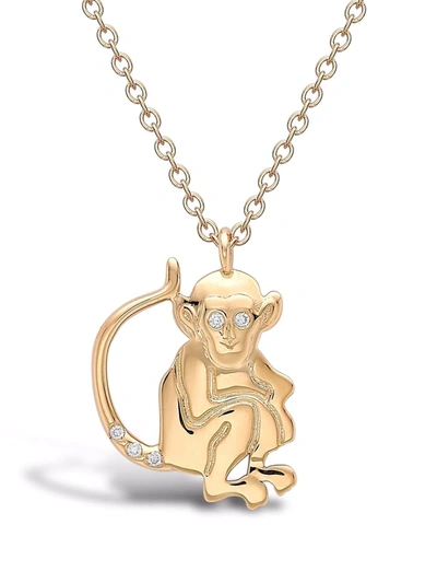 Pragnell 18kt Yellow Gold Zodiac Monkey Diamond Pendant In Gold
