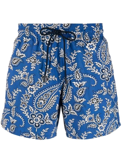 Shop Etro Paisley Print Swim Shorts In Blue