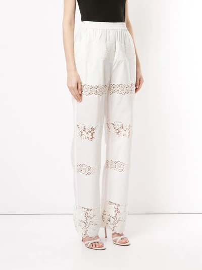 Shop Dolce & Gabbana Embroidered Trousers In White