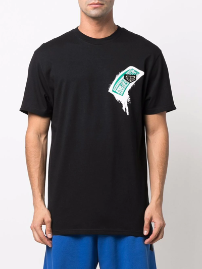 Shop Philipp Plein Cheque-print Round Neck T-shirt In Black