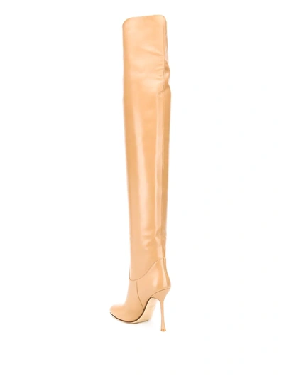Shop Francesco Russo Thigh-high Leather Boots In Neutrals