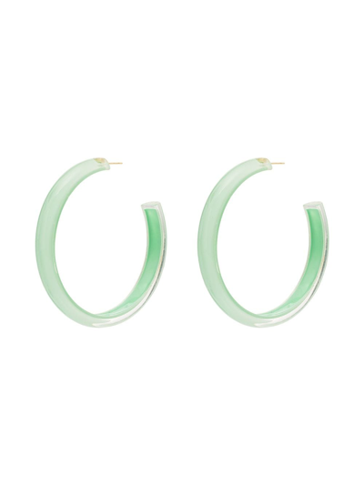Shop Alison Lou Loucite Medium Hoop Earrings In Green