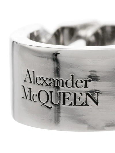 Shop Alexander Mcqueen Identity Chain-detail Ring In Silver