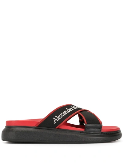 Shop Alexander Mcqueen Oversized Hybrid Slides In Red