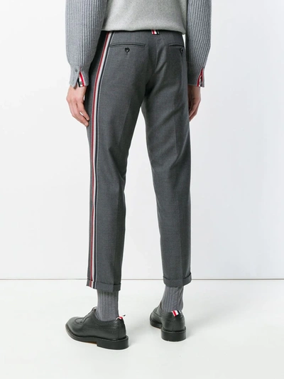 Shop Thom Browne Engineered Striped Side Seam Solid Wool Twill Skinny Trouser In Grey