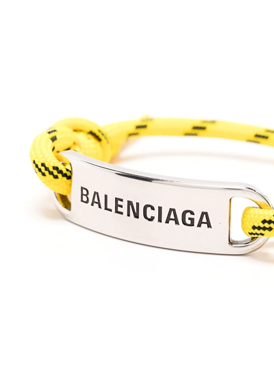 Shop Balenciaga Plate Shoelace Bracelet In Silver