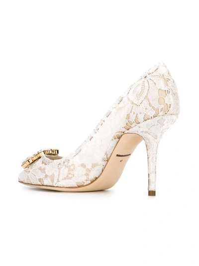 Shop Dolce & Gabbana Taormina-lace Crystal-embellished Pumps In White