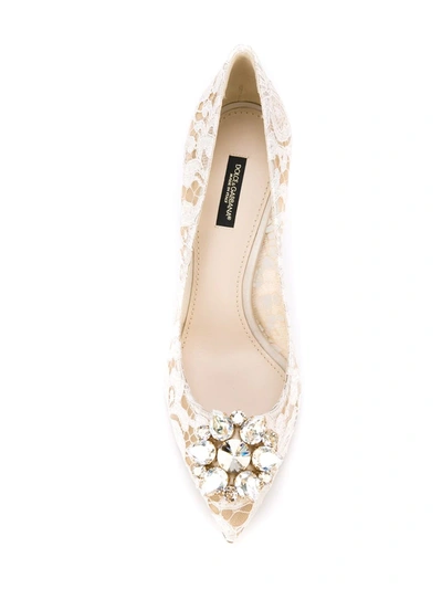 Shop Dolce & Gabbana Taormina-lace Crystal-embellished Pumps In White