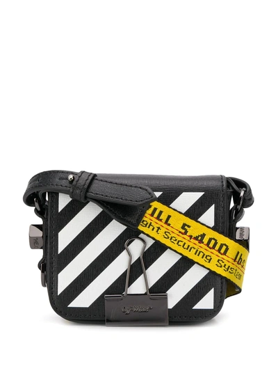 Off-white Diag Binder Clip Shoulder Bag In 1001 Black White | ModeSens