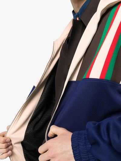 Shop Gucci Zip-up Striped Track Jacket In Neutrals