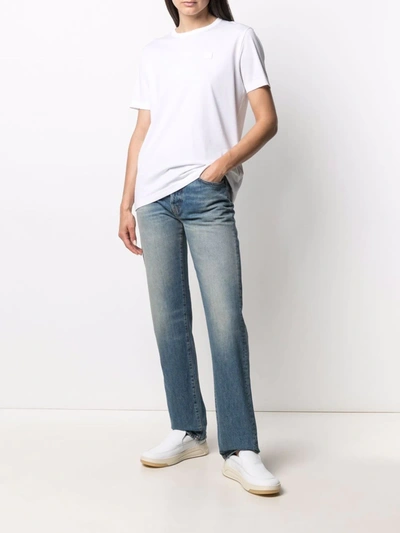 Acne Studios Cylea Cropped Embossed Cotton-jersey T-shirt In White
