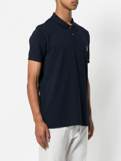 Shop Ps By Paul Smith Zebra Logo Polo Shirt In Blue