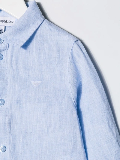 Shop Emporio Armani Logo Long-sleeve Shirt In Blue