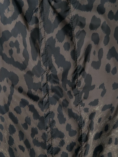 Shop Saint Laurent Leopard Print Hooded Parka In Grey