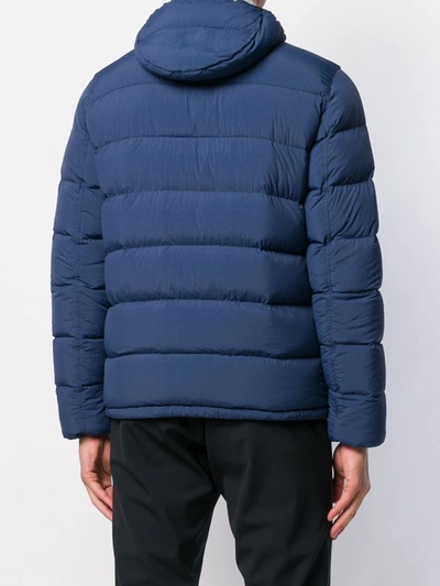 Shop Herno Hooded Zipped Padded Jacket In Blue