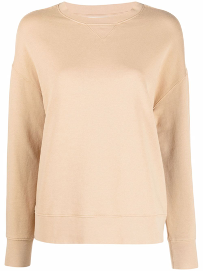 Shop Vince Cotton-blend Panelled Sweatshirt In Neutrals