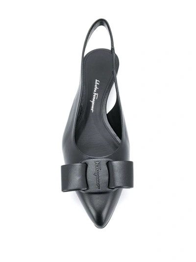 Shop Ferragamo Vara Bow Slingback Ballerina Shoes In Black