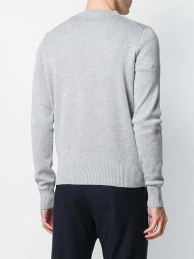 Shop Ami Alexandre Mattiussi Crew Neck Sweater With Patch In Grey