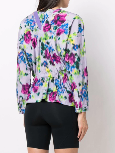 Shop Kenzo Floral Drawcord Blouse In Purple