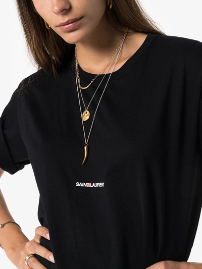 Shop Saint Laurent Logo Print T-shirt In Black