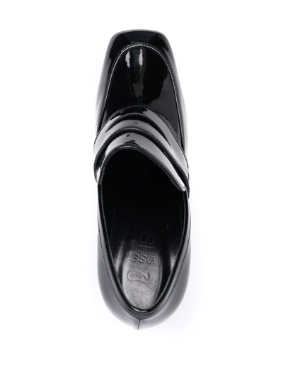 Shop Si Rossi 85mm Sculpted Patent-leather Loafers In 黑色