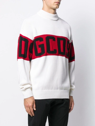 Gcds White Band Logo Sweatshirt In White