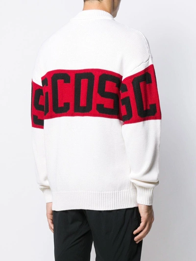 Gcds White Band Logo Sweatshirt In White