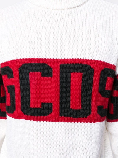 Gcds White Band Logo Sweatshirt In White