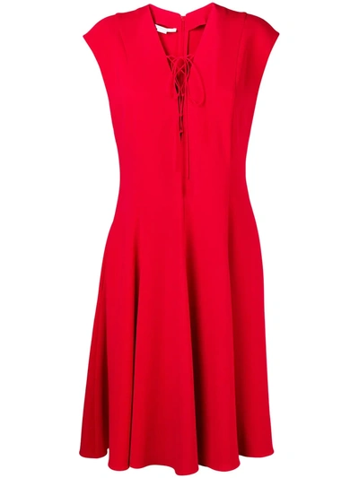 Shop Stella Mccartney Lace-up Dress In Red