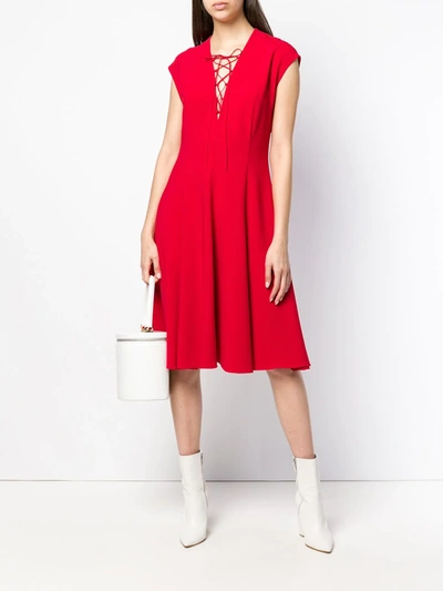 Shop Stella Mccartney Lace-up Dress In Red