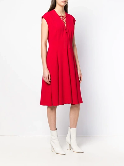 Shop Stella Mccartney Lace-up Dress In Red