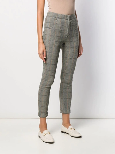 Shop Chloé Checked Cropped Leggings In Green