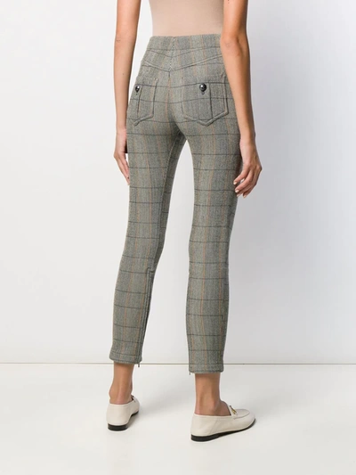 Shop Chloé Checked Cropped Leggings In Green