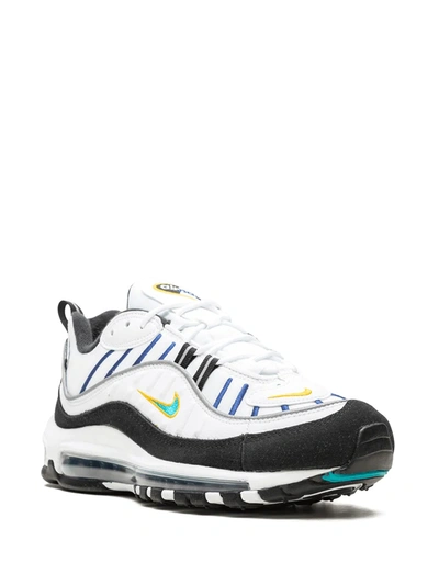 Shop Nike Air Max 98 Prm "white/teal Nebula" Sneakers