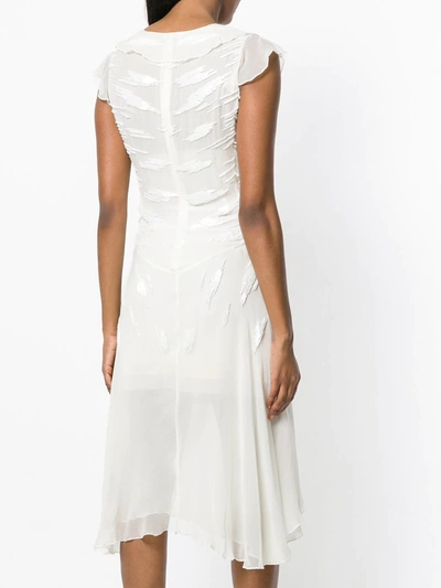 Pre-owned Giorgio Armani Beaded Ruffled Dress In White