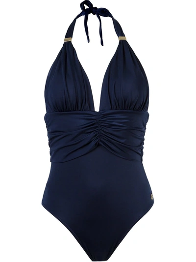 Shop Brigitte Deep V-neck Swimsuit In Blue