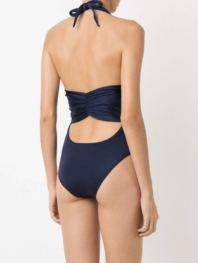 Shop Brigitte Deep V-neck Swimsuit In Blue