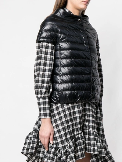 Herno Short-sleeve Snap-front Quilted Puffer Jacket In Black
