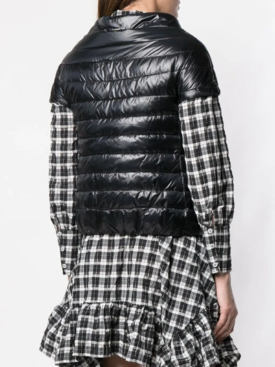 Herno Short-sleeve Snap-front Quilted Puffer Jacket In Black