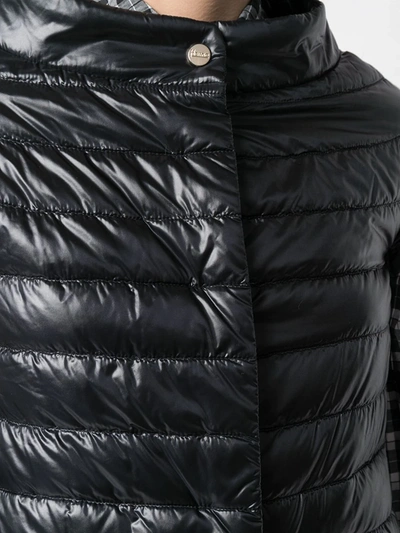 Herno Short-sleeve Snap-front Quilted Puffer Jacket In Black