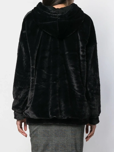 Shop Styland Faux-fur Hoodie In Black