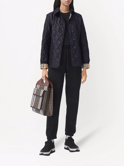 Burberry Diamond-quilted Thermoregulated Jacket In Blue