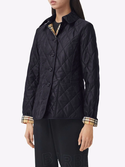 Shop Burberry Diamond-quilted Thermoregulated Jacket In Blue