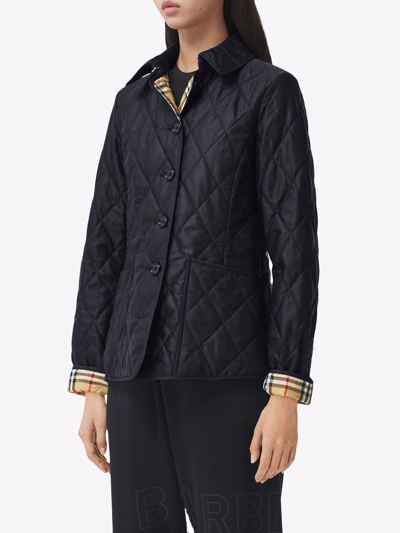 Burberry Diamond-quilted Thermoregulated Jacket In Blue