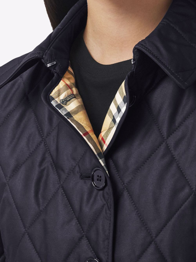 Burberry Diamond-quilted Thermoregulated Jacket In Blue