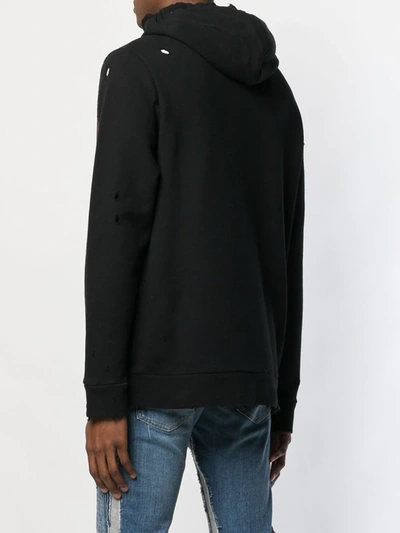 Shop Balmain Neon Lights Hoodie In Black