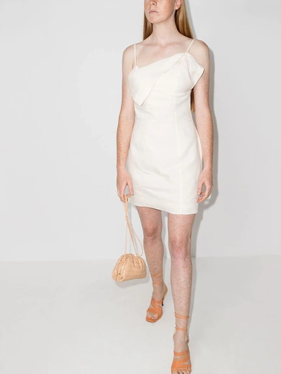 Shop Jacquemus La Robe Drap Mini Dress In Neutrals