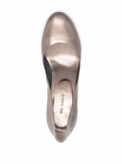 Shop Del Carlo 85mm Metallic-effect Leather Pumps In Gold